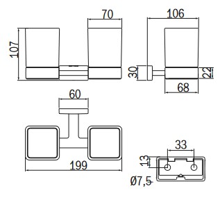 Supporto doppio Lea Inda A1810F dimensioni
