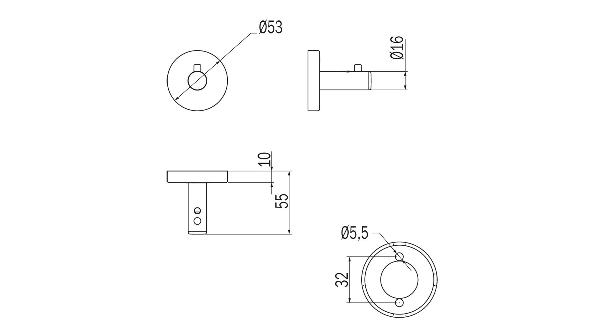Gealuna Inda A1020A Coat Hook dimensions