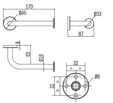 Portarotolo Lea Inda A1825B dimensioni