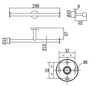 One Inda A2425C Toilet Paper Holder Dimensions