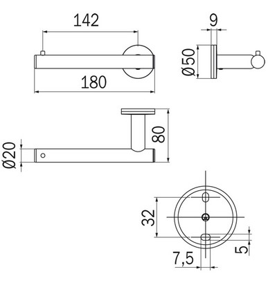 Portarotolo Touch Inda A46250 dimensioni
