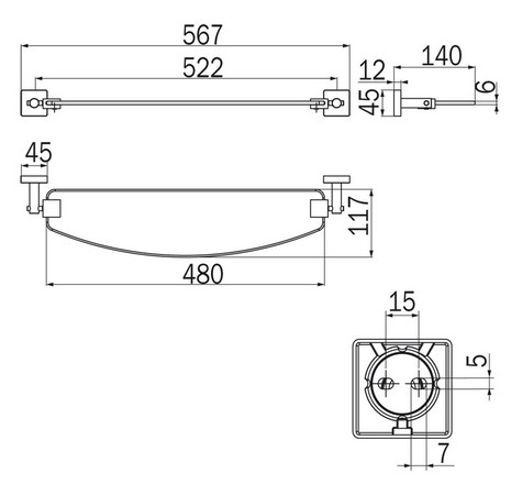 Forum Quadra Inda A30090 Shelf dimensions