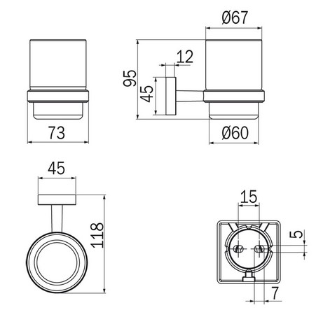 Portabicchiere Forum Quadra Inda A30100 dimensioni