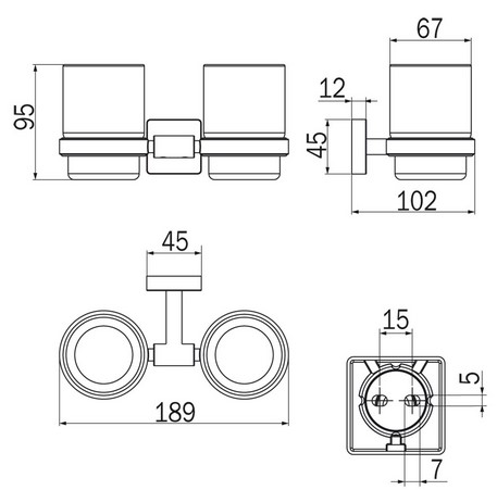 Forum Quadra Inda A3010D Cup Holder dimensions