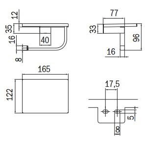 Portarotolo Divo Inda A1527A dimensioni