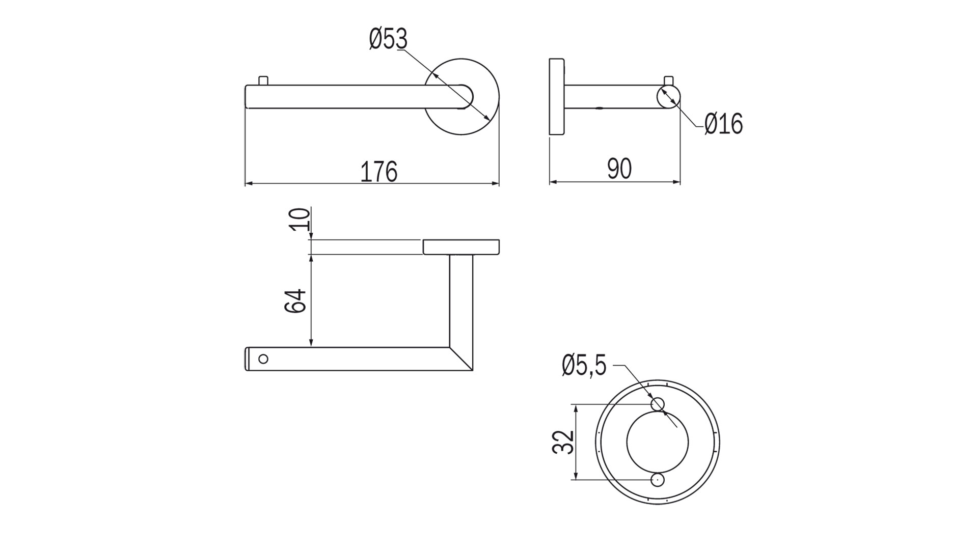 Gealuna Inda A1025D Toilet Paper Holder dimensions