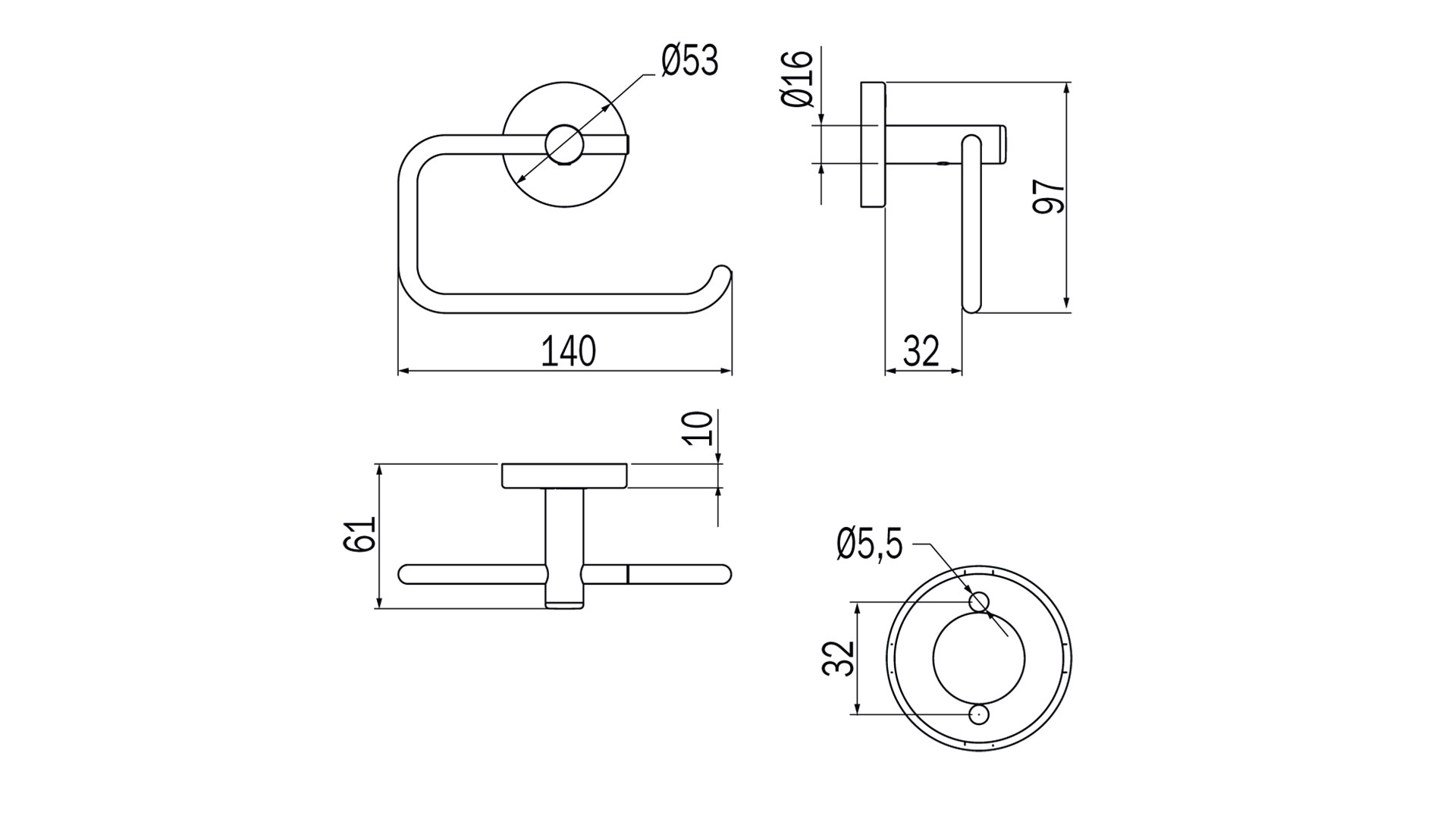 Portarotolo Gealuna Inda A1025B dimensioni
