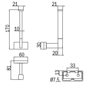 Lea Inda A18280 Toilet Paper Holder Dimensions