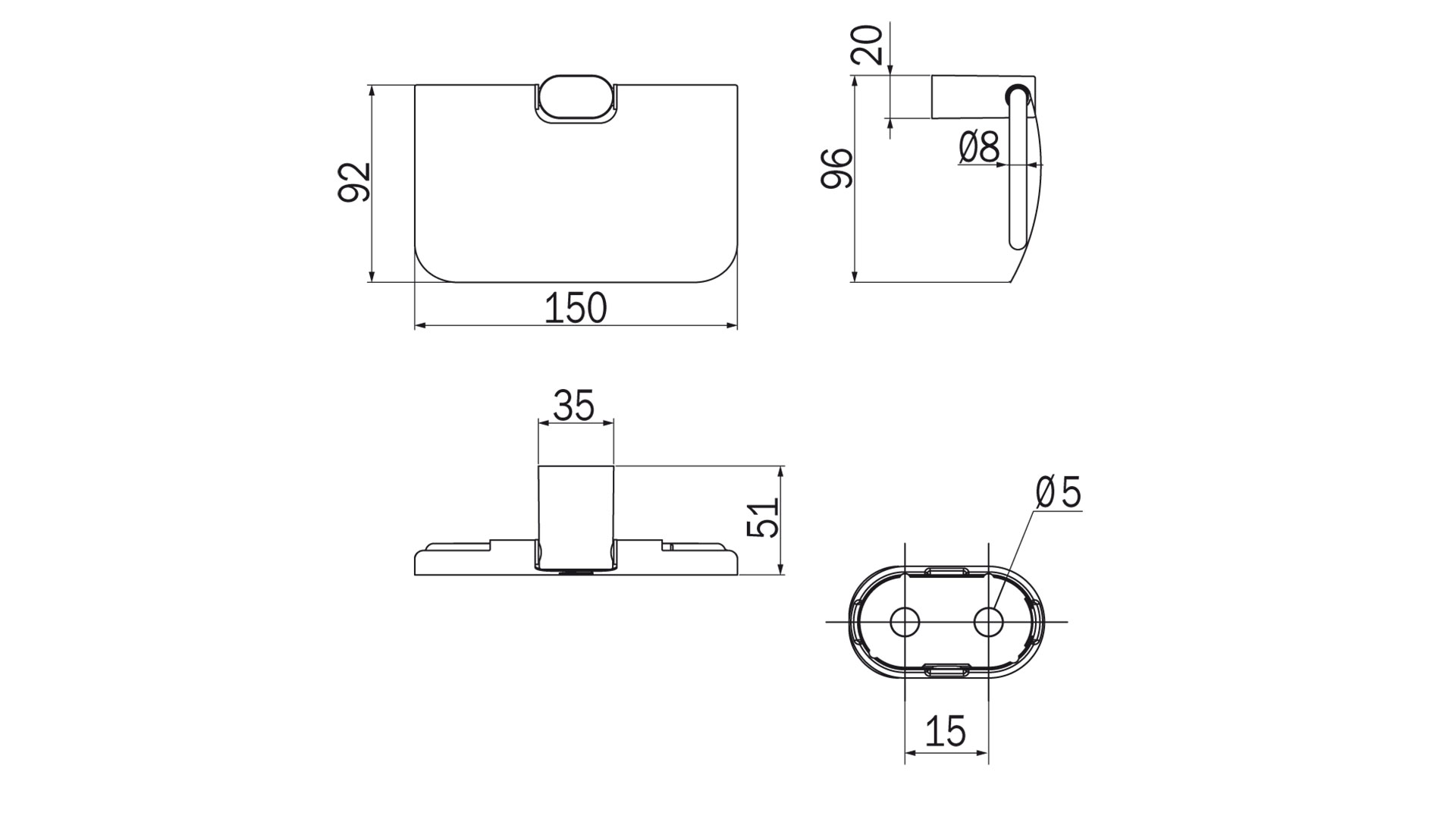 Portarotolo Mito Inda A20260 dimensioni