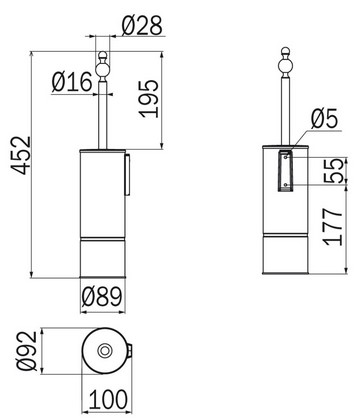 Raffaella Inda A37140 Toilet Brush Holder Dimensions
