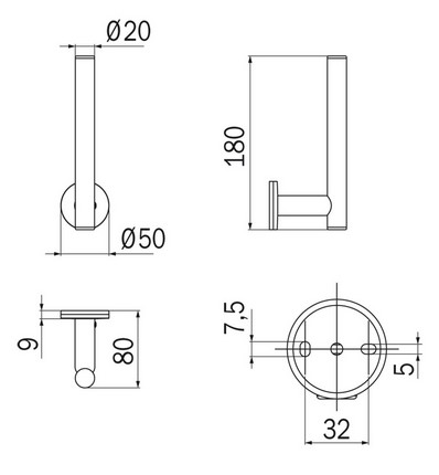 Portarotolo Touch Inda A46280 dimensioni