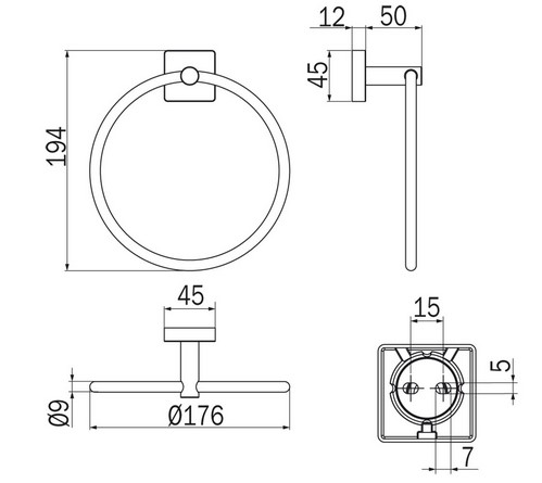 Forum Quadra Inda A30160 towel holder dimensions