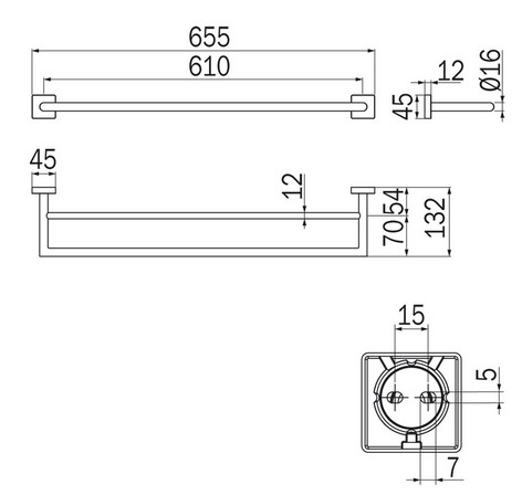 Forum Quadra Inda A30150 Towel Holder dimensions