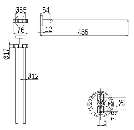 Forum Inda A36150 Towel Holder dimensions