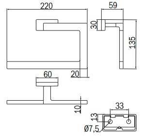 Lea Inda Towel Holder A1814 dimensions