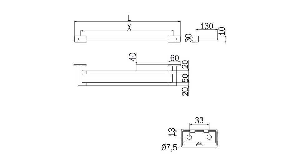 Lea Inda A1819 towel holder dimensions