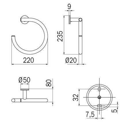 Portasalviette Touch Inda A46150 dimensioni