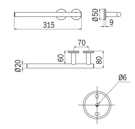 Portasalviette Touch Inda A4618A dimensioni