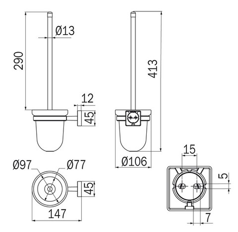 Portascopino Forum Quadra Inda A30140 dimensioni