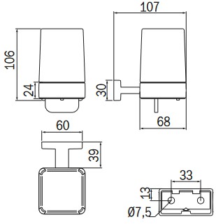 Lea Inda Soap Dispenser A18670 dimensions