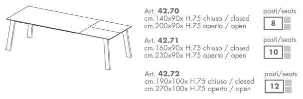 Kalua Table Ingenia Casa Bontempi extendable sizes
