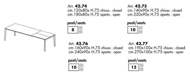 Prisma table Ingeni Casa Bontempi extendable sizes