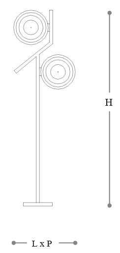 Ellepi Incanto Italamp Floor Lamp - Dimensions