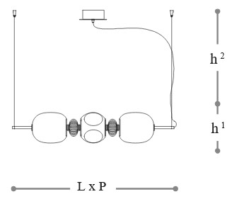 Dimensions of the Rita Opera Italamp Pendant Light