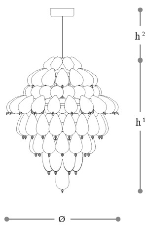 Dimensions of Grapeflut Opera Italamp Pendant Light
