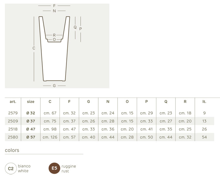 Ilie glossy pot Khilia dimensions and colours