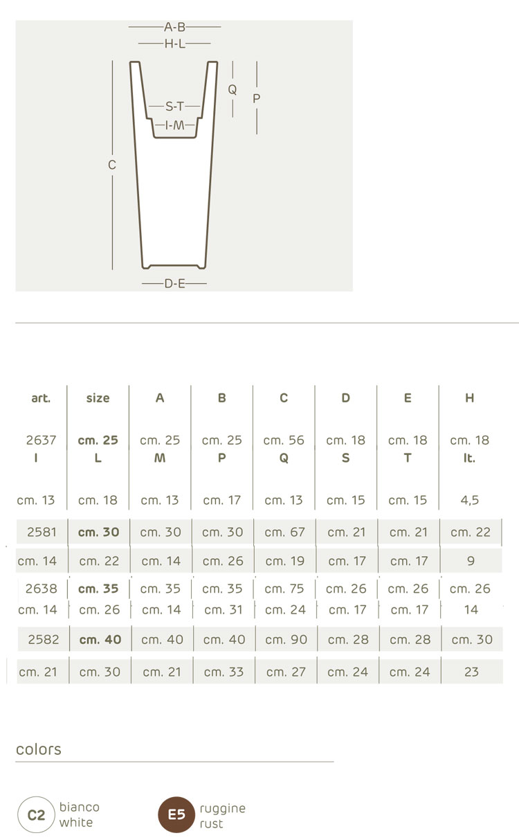 Kiam glossy pot Khilia dimensions and colours