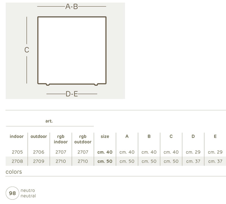 Kube luminous stool pot Khilia dimensions and colours