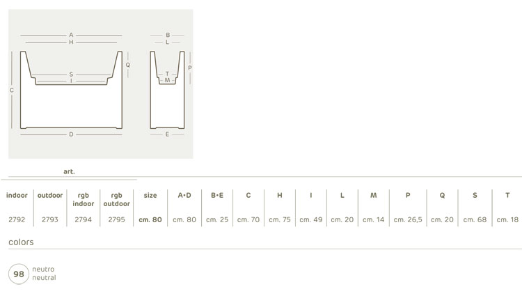 Kube High Slim luminous pot box Khilia dimensions and colours