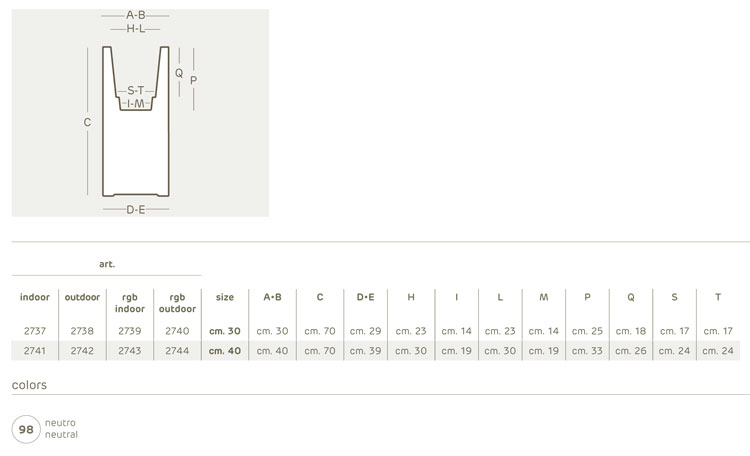 Kube High luminous pot Khilia dimensions and colours