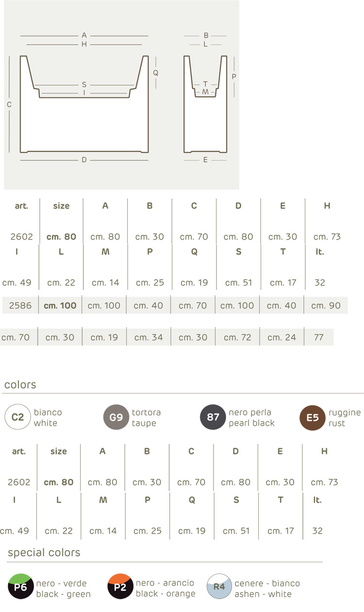 Kube High pot high box Khilia dimensions and colours