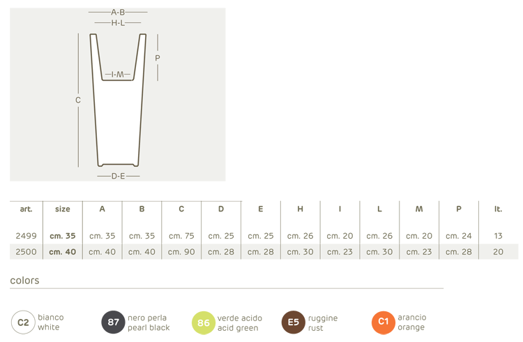 Kiam pot Khilia dimensions and colours