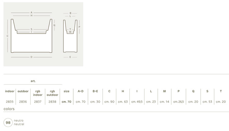Kube Tower luminous pot box Khilia dimensions and colours