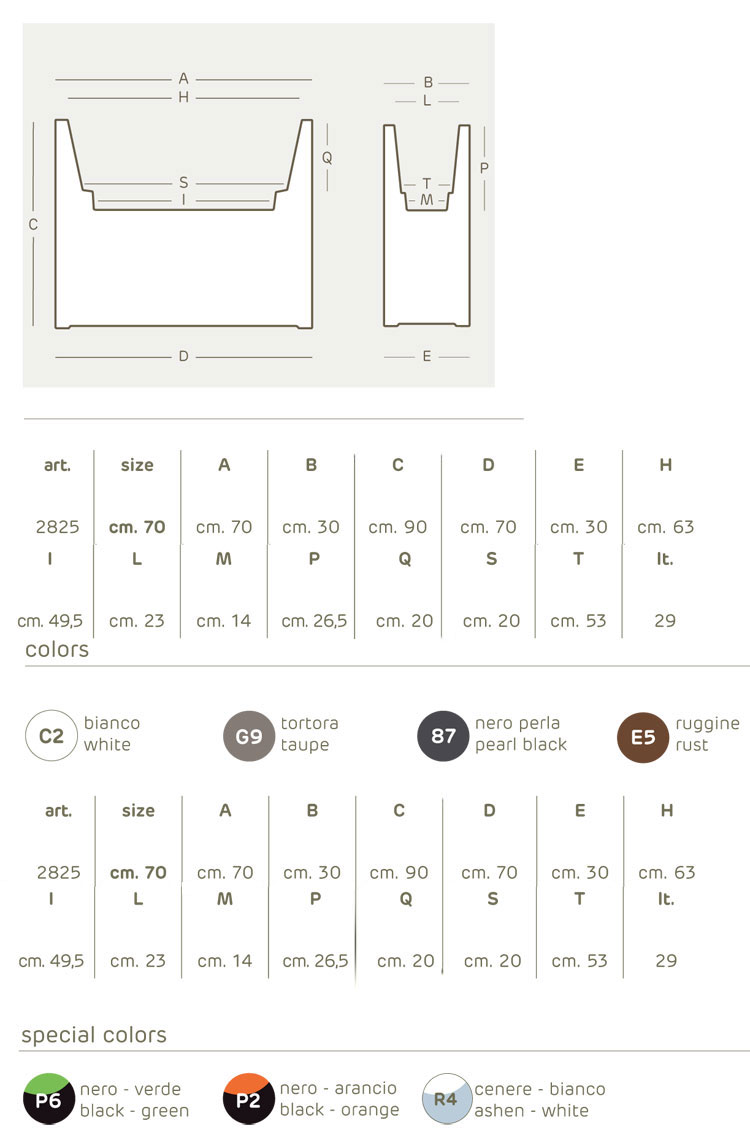 Kube Tower pot high box Khilia dimensions and colours