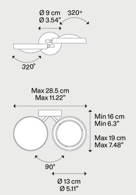 Measurements of Nautilus Lodes Wall Lamp