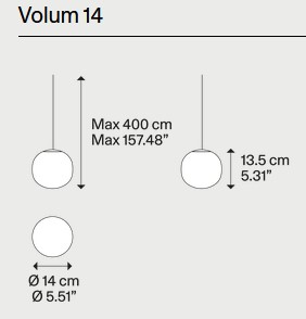 Dimensions of the Volum Lodes Pendant Light