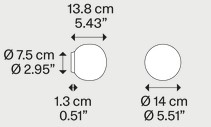 Dimensions of the Volum Lodes Lamp