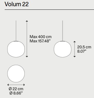 Dimensions of the Volum Lodes Pendant Light