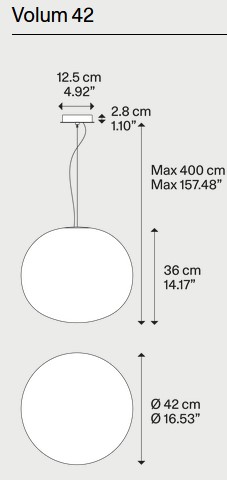 Dimensions of the Volum Lodes Pendant Light