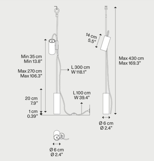 Dimensions of the Cima Lodes Pendant Light