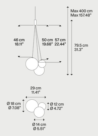 Dimensions of the Random Lodes Pendant Light