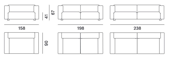 Mate 2012 MDF Italia Sofa sizes