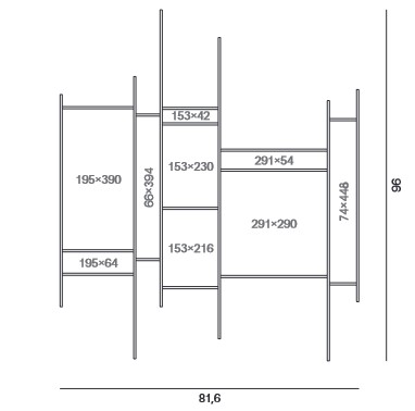 Randomito MDF Italia Hanging Bookcase sizes
