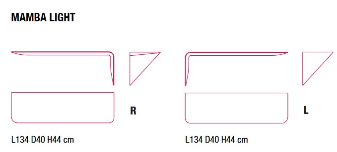 Mamba Light MDF Italia shelf sizes