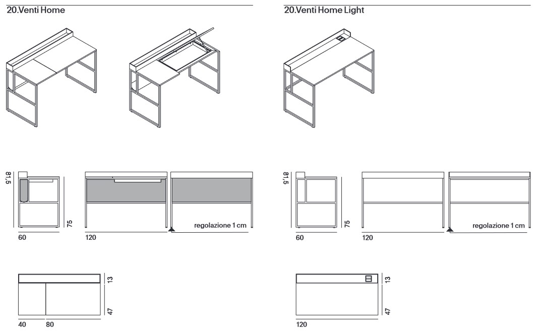 20.Venti Home MDF Italia Desk sizes