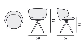Universal MDF Italia Swivel Armchair sizes